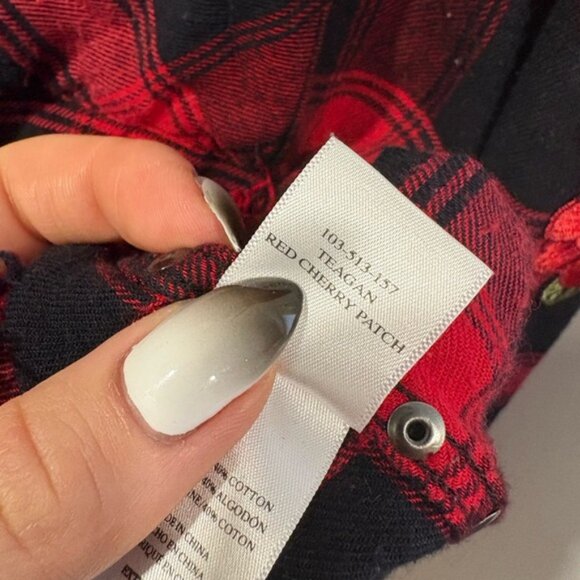 Rails Red and Black Plaid Shirt with studs and rose patch work - Picture 10 of 11